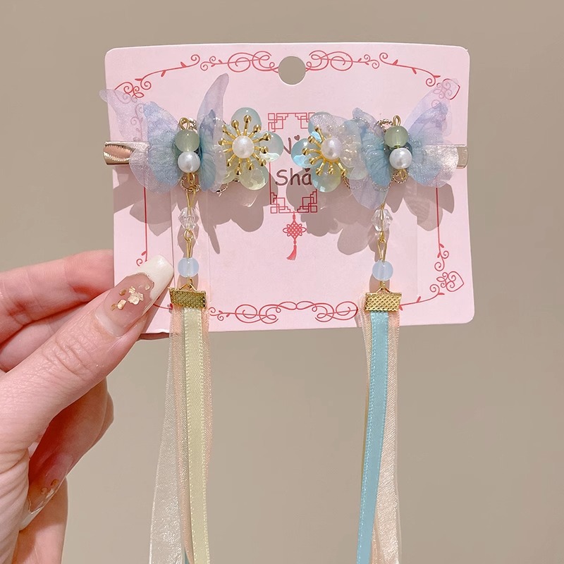 Chica de Hanfu tocado de los niños traje antiguo princesa borla horquilla estilo chino niña paso horquilla clip de pelo