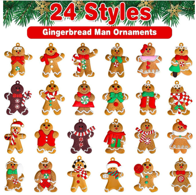 ジンジャーブレッドマンペンダント12個入りPVCクリスマスツリーデコレーションクッキーマン卸売クリスマス家具キッチンパーティー用品|undefined