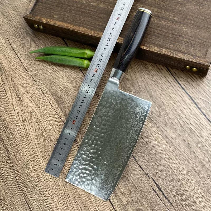 超快锋利大马士革钢切片刀锻打菜刀厨师专用家用切肉切菜高端送礼