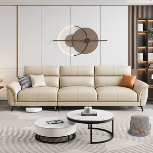 2024 New Scandinavian Technology Fabric Sofa Living Room Small Apartment Casual Modern Three-person Four-person Household Straight Row Sofa