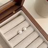 Silver needle from pearl, white brand retro advanced earrings, silver 925 sample, high-quality style, french style