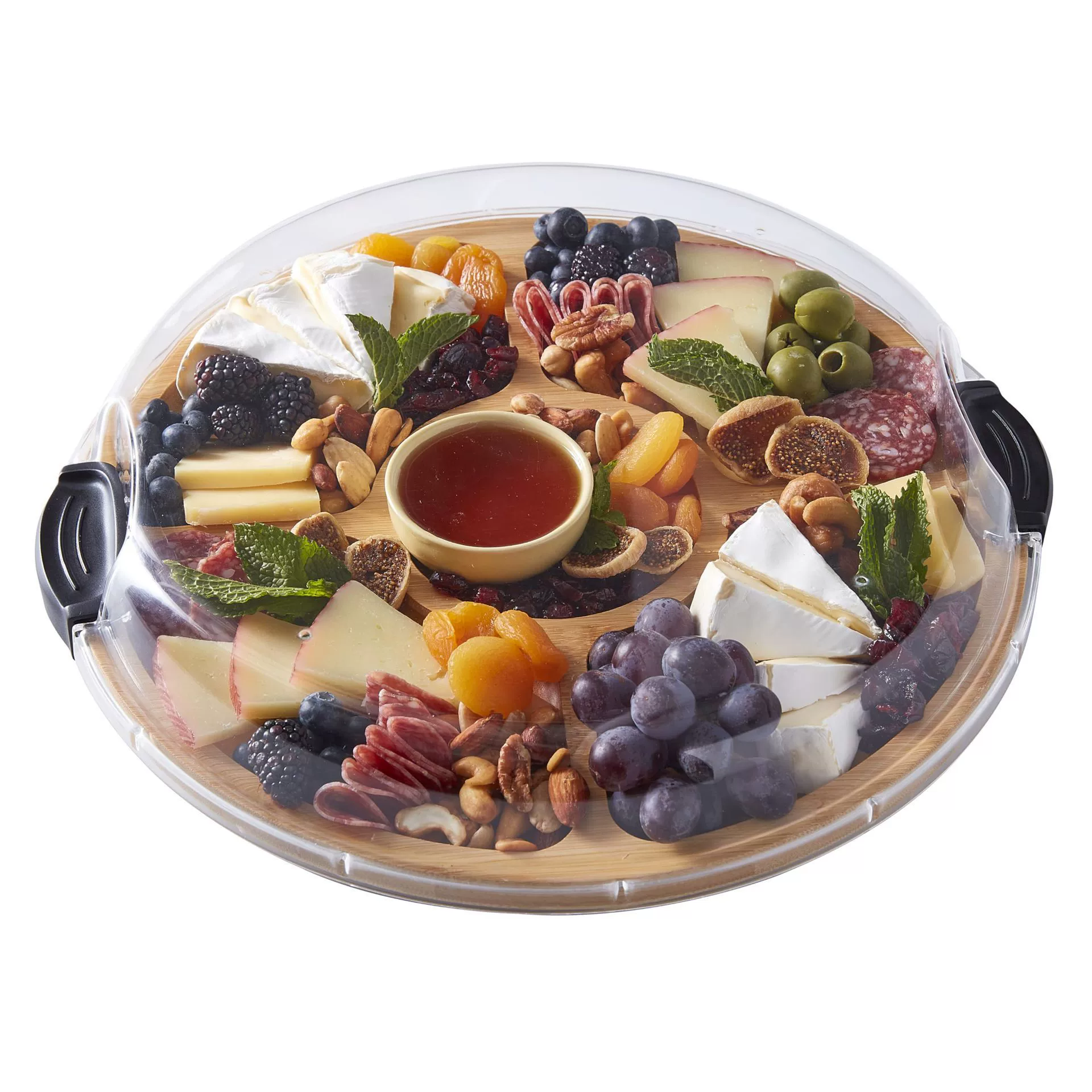 Круглый бамбуковый поднос на открытом воздухе портативный пикник кемпинг закуски фруктовый поднос с крышкой барбекю поднос