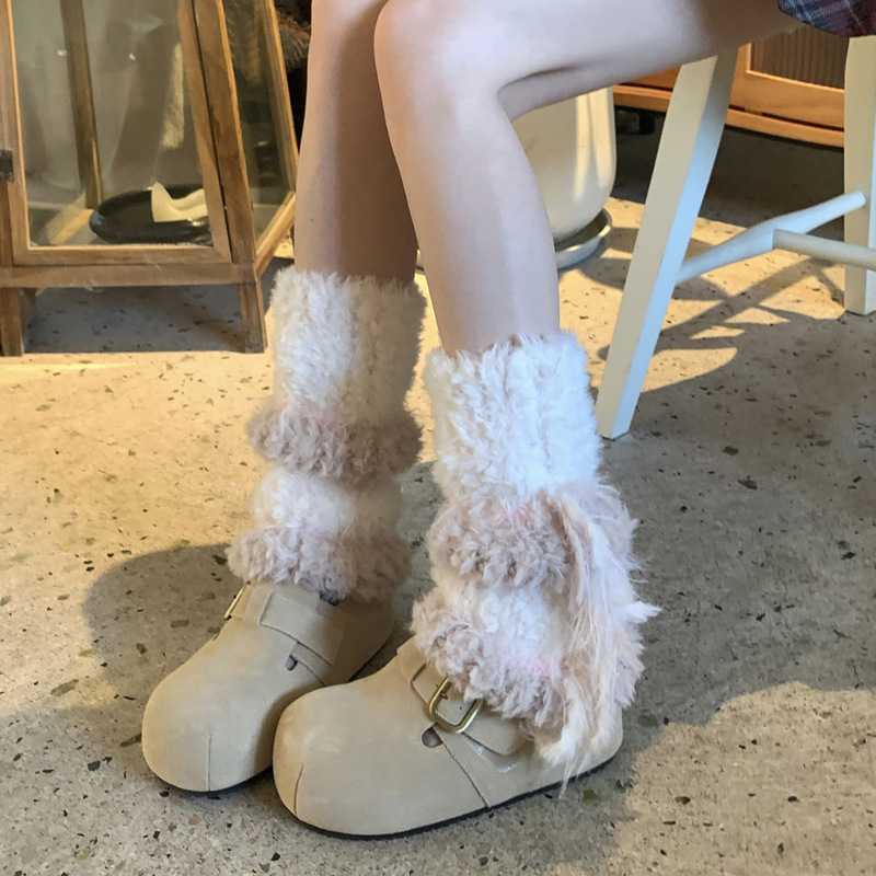 Color-Blocked Fleece Socks for Women in Autumn and Winter, Paired with Snow Boots, Y2K Thickened Warm Plush Calf Socks Leg Warmers Color-Blocked Fleece Socks for Women in Autumn and Winter, Paired with Snow Boots, Y2K Thickened Warm Plush Calf Socks Leg Warmers