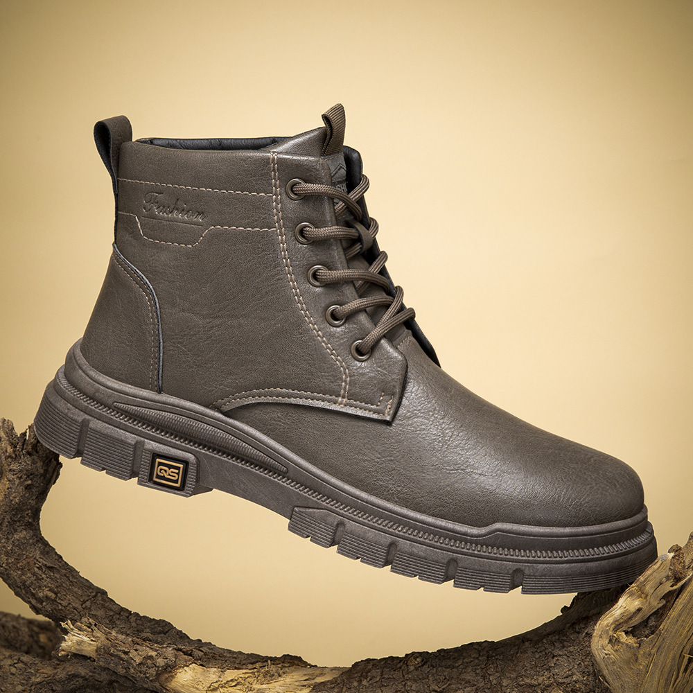 单棉同款马丁靴男款秋冬加绒加厚棉鞋高帮黑色男士皮靴工装马丁靴