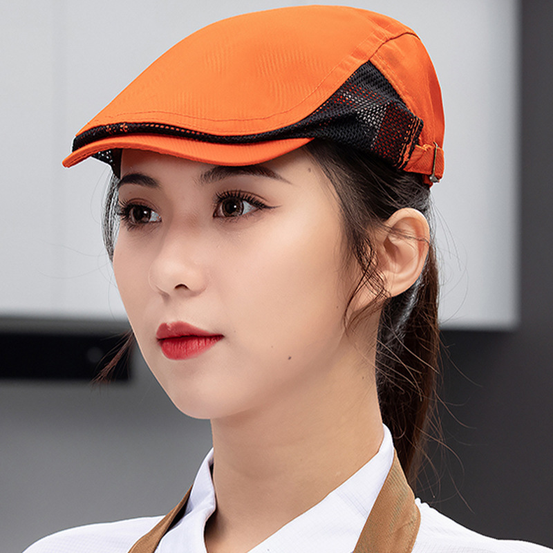 Nueva boina de vaqueros sombrero de cocinero camarero sombrero de trabajo sombrero de frente sombrero de boina de restauración mujer bordado personalizado