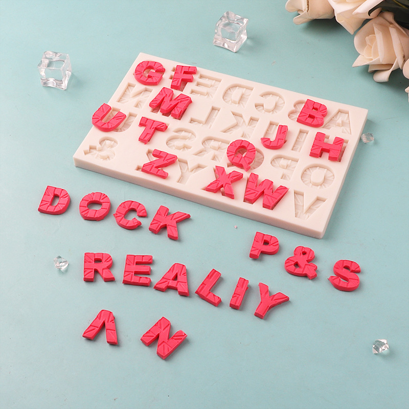 Molde de silicona de chocolate letra mayúscula ritmo seco molde de pastel de fondant molde de cerámica suave de arcilla ultra-ligera en stock