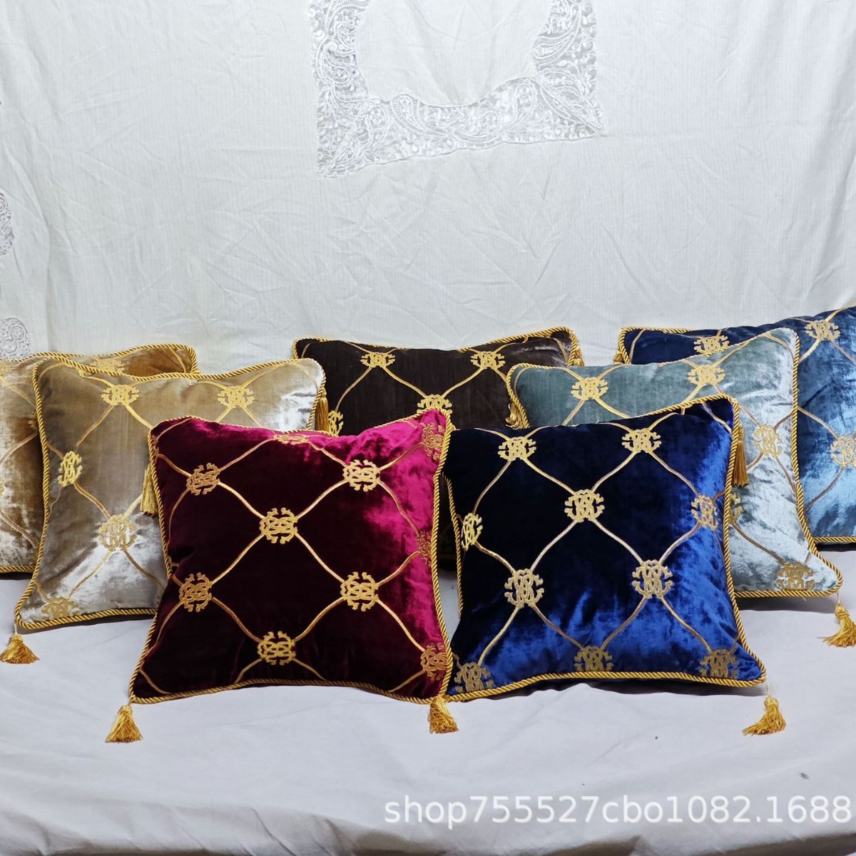 Embroidered Pillow, Bedding, Cushion, Office Sofa Backrest, European Classical Style, Removable and Washable, High-End Decoration