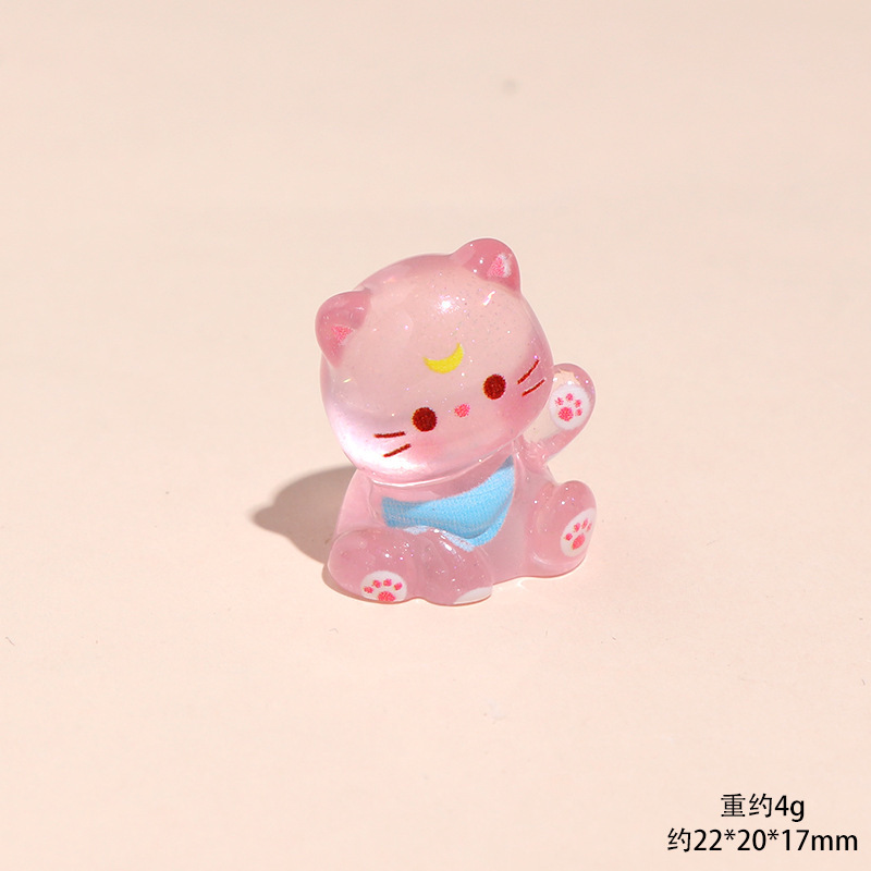 卡通夜光坐立露娜猫咪动物树脂小摆件diy钥匙扣挂件桌面车载摆件|undefined