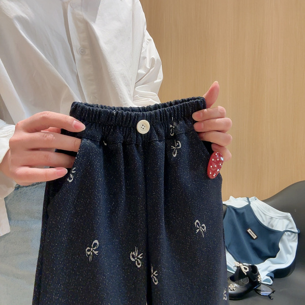 Autumn denim knitted casual trousers for leisure