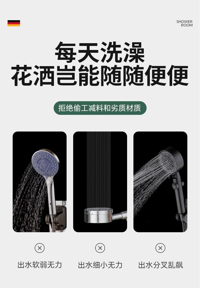 Description Picture 5 of itemNew 130mm High Pressure Shower Head Big Panel 3 Modes Adjustable Spray with Filter Rain Shower Faucet Bathroom Accessories