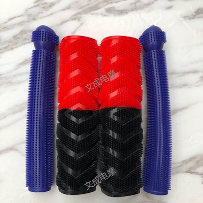 handlebar covers, electric vehicle handlebar – Motorcycle Handle Cover - two-tone-handlebar-grips-in-red-and-black-brake-grips-in-blue