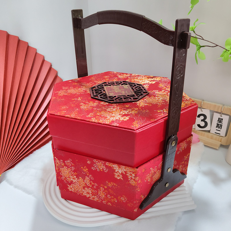 ハイエンド八角形二層スーツケース結婚式のキャンディーボックスお返しギフトギフト包装箱木製ビジネスギフトボックス|undefined