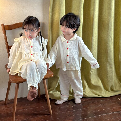 Children's pajamas boys  new spring and autumn pure cotton gauze baby suits children girls home clothes