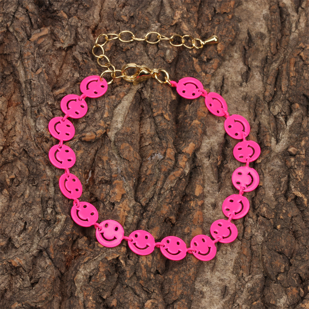 Simple Vintage Color Caramelo Cobre Pintura En Aerosol Smiley Face Pulsera Al Por Mayor Nihaojewelry display picture 17