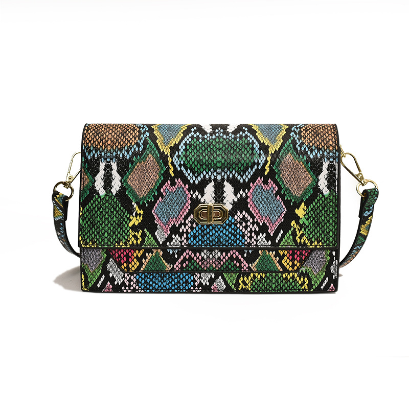 Bolso bandolera con bloqueo retro con estampado de serpiente europeo y americano 2025 nuevo bolso femenino portátil casual de todo fósforo bolso bandolera de moda
