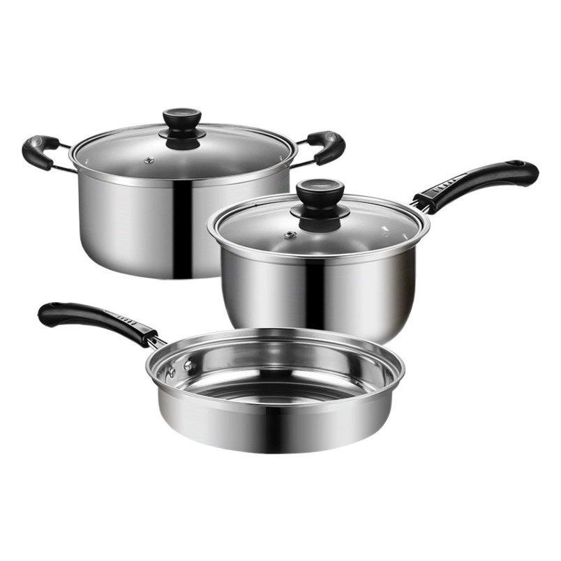 Горшок из нержавеющей стали, суповый горшок, горшок для молока, набор из трех предметов, практичный подарочный набор, рекламный подарок на открытие, подарок для праздничного мероприятия