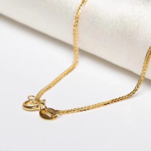 18k金项链 肖邦链au750金素链简约百搭女款气质锁骨链项饰批发