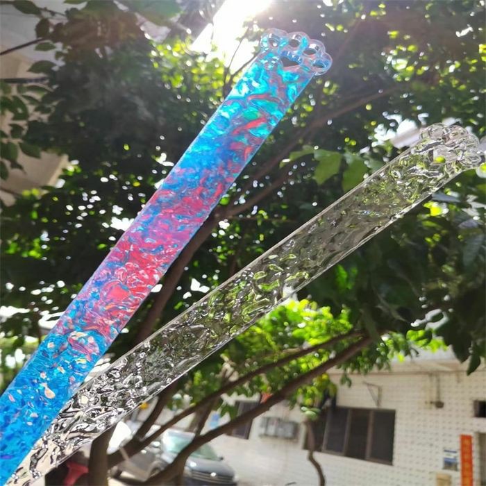 炫彩亚克力戒尺 透明水波纹戒尺 爱心凹凸猫爪拍子 骨头尺子