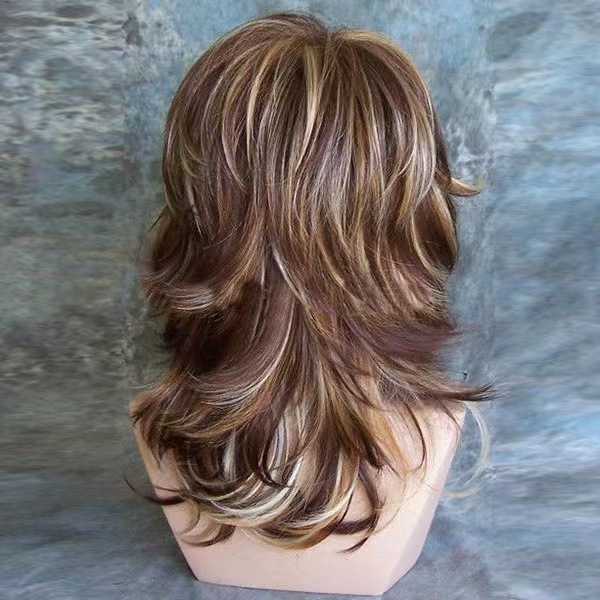 Parrucca sintetica lunga ricci gradienti multicolore donna_voghion.com