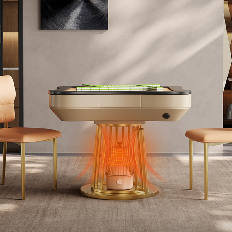Mesa de mahjong multifuncional, mesa de comedor, máquina de mahjong automática de doble uso, calentador en forma de pétalo de fuego de invierno para el hogar