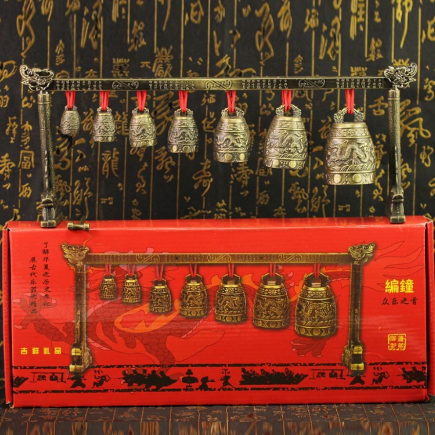 仿古青铜器单层圆形编钟金属家居复古桌面摆件工艺品批发发声乐器