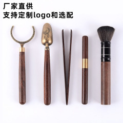 批發黑檀木茶道六君子套裝 茶夾茶刀茶勺杯叉養壺筆茶具配件全套
