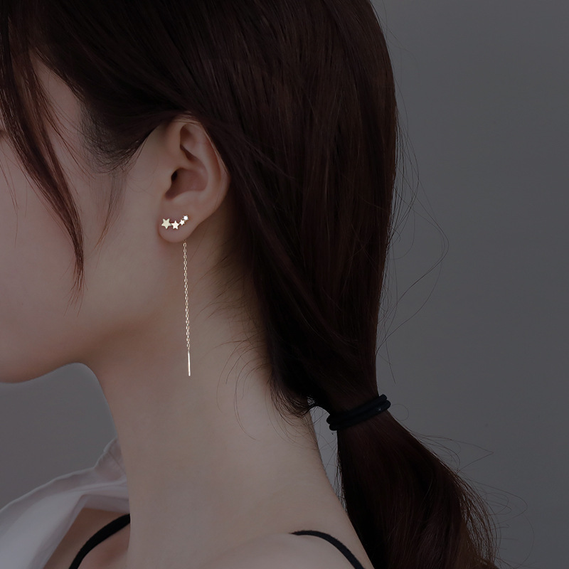 Pendientes de Plata de Ley 925 para mujer 2022 New Star pendientes incrustados con diamantes pendientes largos pendientes elegantes pendientes