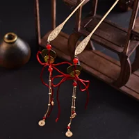 Китайский стиль Hanfu медные монеты аксессуары для волос Красный Xiuhe костюм головной убор милый придворный стиль маленький бог богатства
