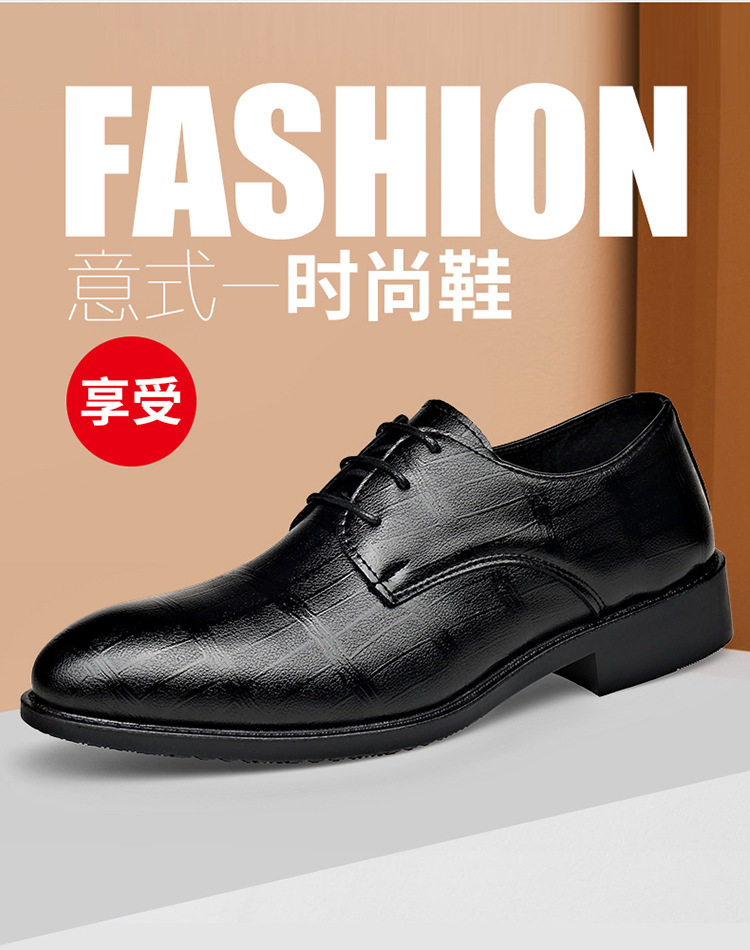 Giày da nam công sở mũi nhọn thắt dây, gót thấp 1–3 cm, đế cao su chống trượt — 2Z103 Đen chi tiết 2