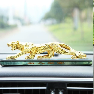 Car Interior Decoration Supplies Wholesale: Car ornaments - 19cm-crystal-base-golden-war-leopard