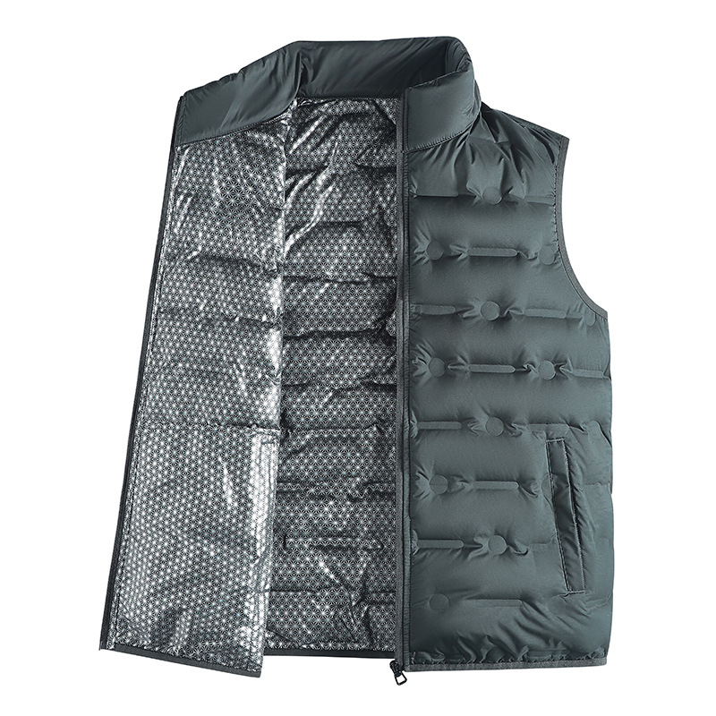 New national standard 90% down-filled warm down vest for men, graphene self-heating stand-up collar lightweight down jacket, sleeveless vest.