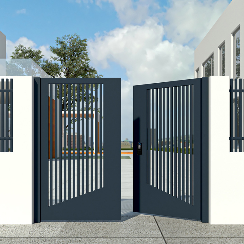 Stainless Steel Courtyard Door Villa Door Wrought Iron Entrance Door Garden Single Door Modern Simple Aluminum Alloy Motor Door