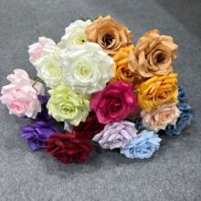 三头钻石玫瑰单枝圆角玫新款婚庆摄影花艺假花清新礼堂插花墙绢