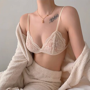 Triangle Cup sexy lace French underwear women's small chest push up pure want big chest small red bra beauty back bra