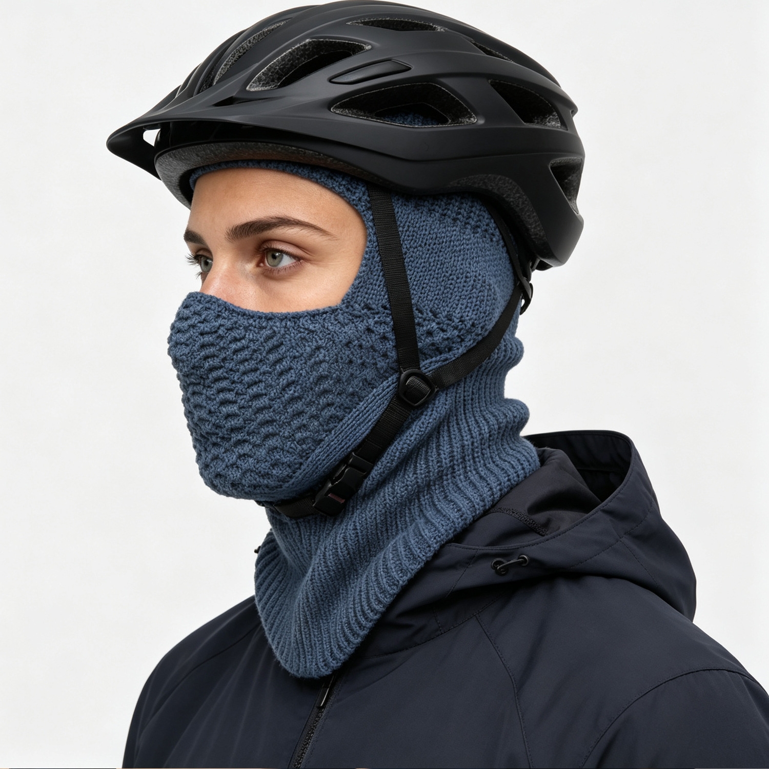 Cross-border knitted hat, solid color, warm, for outdoor cycling, windproof, ear-covering, hooded, cycling neck warmer, and face mask all-in-one hat