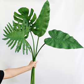 仿真植物软胶龟背叶蔓绿绒春羽叶插花软胶植物配材仿真叶材装饰
