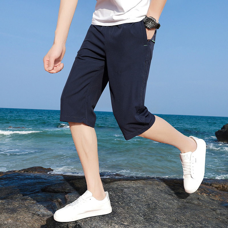 Pantalones cortos, pantalones cortos de secado rápido de seda de hielo para hombres, pantalones cortos de verano rectos sueltos, nuevos pantalones deportivos casuales de talla grande más gordos, hombres