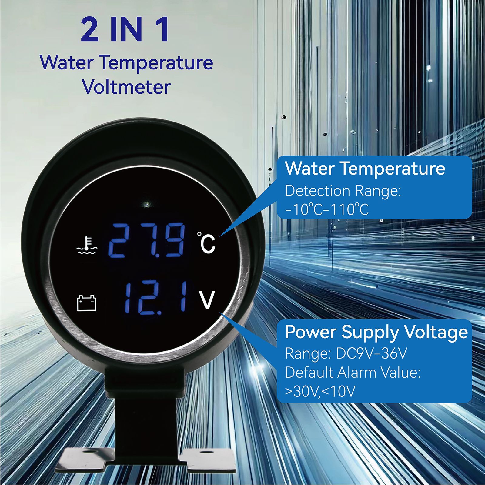 Cross-border 12V24V General Motors Car Truck Refitting Water Temperature Voltage Combination Circular Cannon Type Instrument Power Inspection