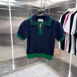 CASA卡萨短袖针织polo毛衣套装女款短裙半裙两件套拉链设计短款