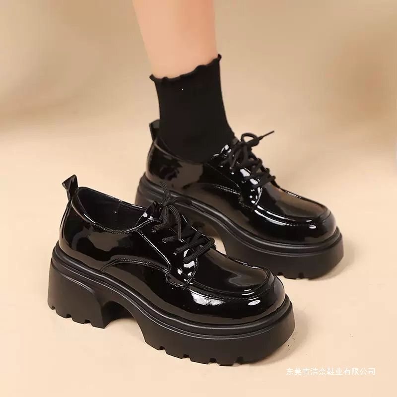 Women's Thick-Soled Loafers 2026 Spring/Summer New Women's Shoes British Style Black Leather Shoes Versatile Single Shoes for Women Women's Thick-Soled Loafers 2026 Spring/Summer New Women's Shoes British Style Black Leather Shoes Versatile Single Shoes for Women