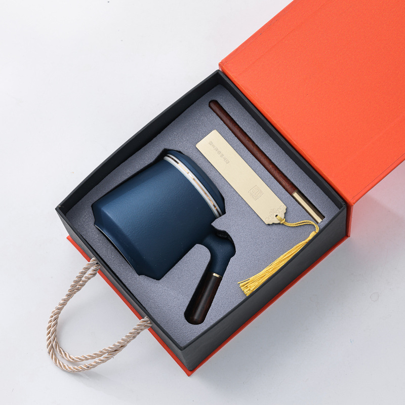 Lubao con tres piezas de taza de cerámica con taza de regalo de mano con taza de té con tapa de té con logotipo tallado