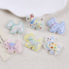 プラスチックアクセサリー卸売 diy アクセサリー手作り素材靴花クリーム接着剤子供のヘアピン頭飾りパッチチェック柄犬