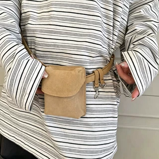 复古磨砂麂皮绒感腰带包女2026新款高级感百搭皮带ins风简约腰饰