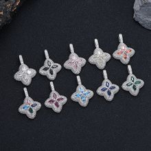 嘻哈跨境欧美四叶草吊坠百搭毛衣链锁骨链精致彩色时尚项链女饰品