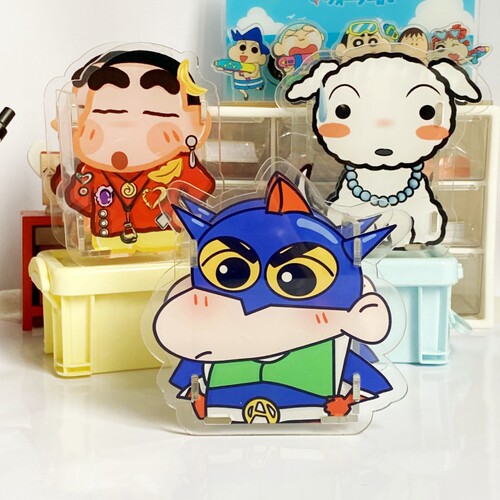 Cartoon Crayon Shin-Chan Pen Holder Acrylic Cute Pen Holder Student Desktop Stationery Storage Box Makeup Brush Storage Bucket