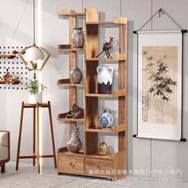 实木博古架客厅花瓶古董摆放置物架民宿酒店大堂装饰木架老榆木
