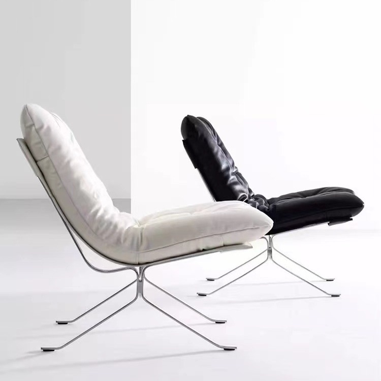 Ohm silla de relajación nórdica silla de diseño de viento silencioso importado terciopelo de cuero relleno de metal cómodo sofá individual