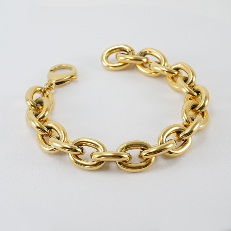 27g Weight Vacuum Plating Gold Plating Process Fashion Geometric Stainless Steel Plating Men's Bracelets