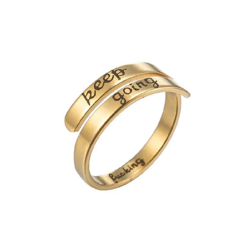 Simple Style Commute Letter Stainless Steel Polishing Plating Gold Plated Open Ring display picture 4