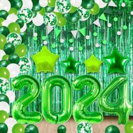 134件套热卖2024毕业绿色主题气球装饰毕业派对背景气球套装